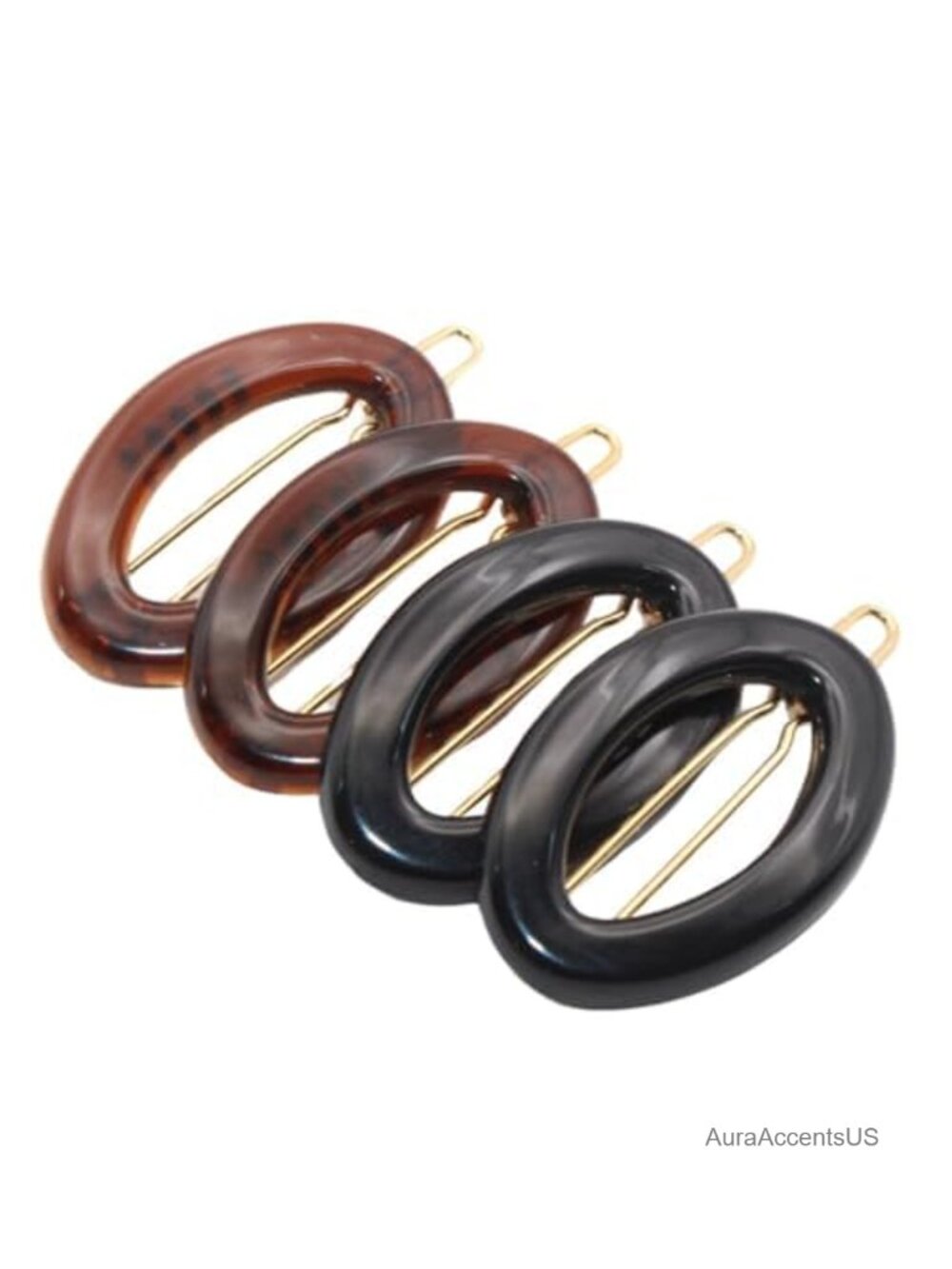 Cellulose Acetate Small Snap Hair Clips for Fine Hair, 4 Pack